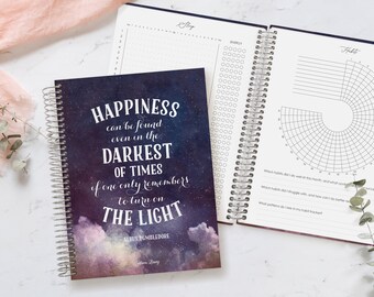 Personalized Wellness Journal | Health & Wellbeing Diary | Habit + Sleep Tracker | Goal Setting | Self-Care Book | Turn On The Light