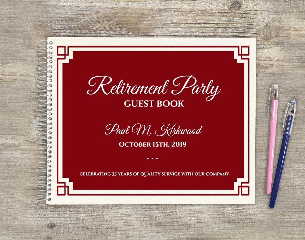 Retirement Guest Book Retirement Guestbook Retirement Etsy
