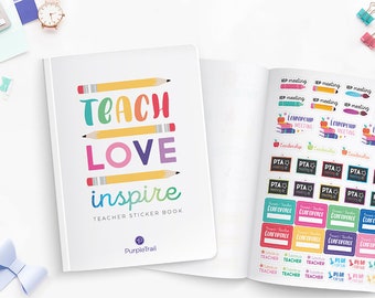 Teacher Sticker Book | Academic Stickers | Teacher Planner Stickers | Planner Sticker Book | Planner Companion | Colorful Planning Stickers