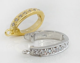 Sterling Silver or Gold Plated CZ Hinged Bail