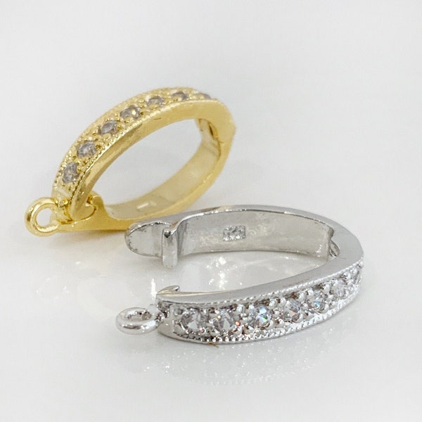 Sterling Silver or Gold Plated CZ Hinged Bail