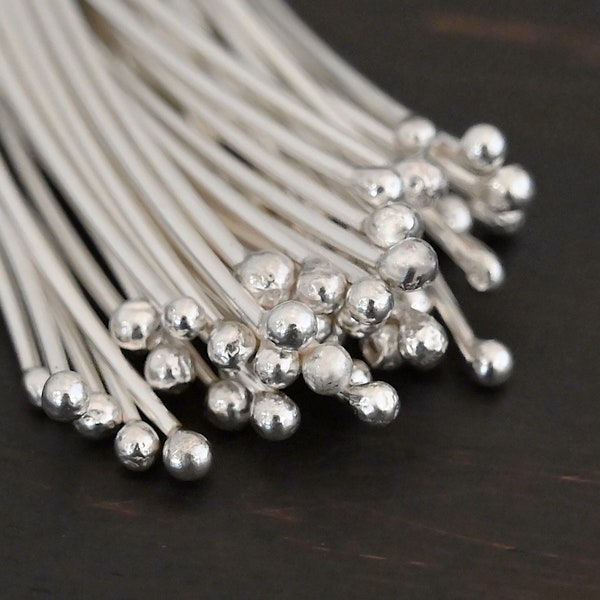 Sterling Silver 22 gauge 2" Ball Headpin