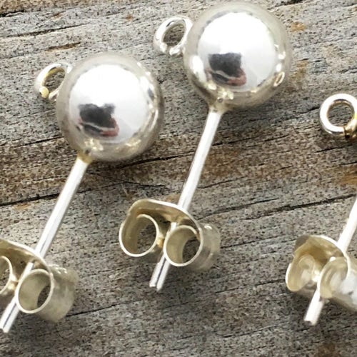 Sterling Silver Ball Post Earring Open Loop Etsy