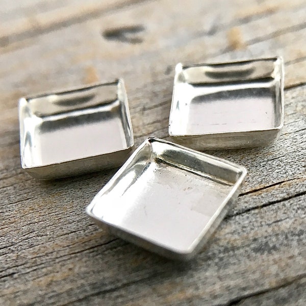 Sterling Silver Square Bezel Cups 28ga.