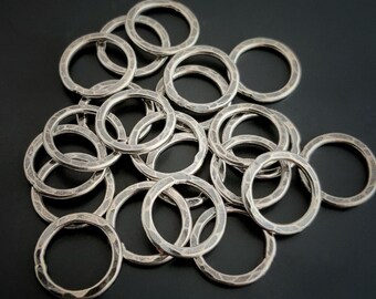Brass Fashion Hardware Large Hammered Brass Rings 6 Pcs Extra Large Jump Rings Jewelry Component 19 mm I.D x 12 G Square Wire