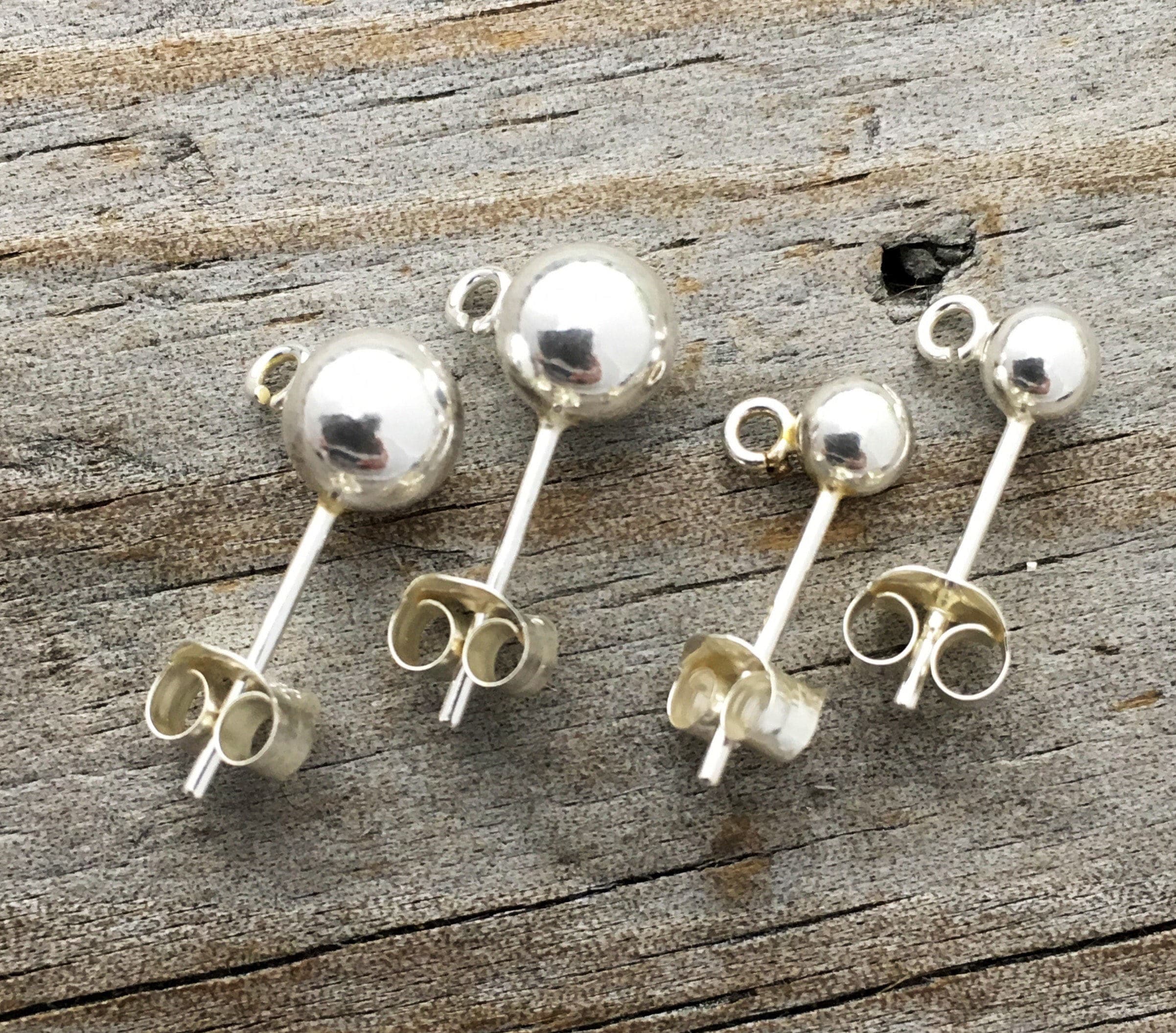 Sterling Silver Ball Post Earring Open Loop Lot of 6 Pcs Etsy
