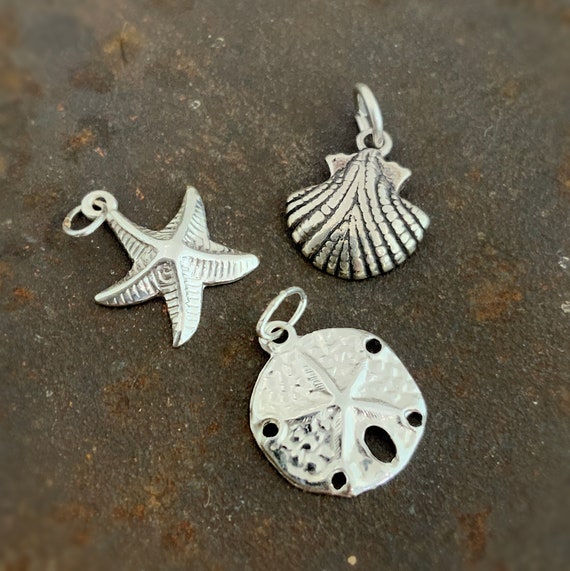 Shell Fishes Beads Beach Charms Jewelry Making DIY Making 20 pcs Silver tone
