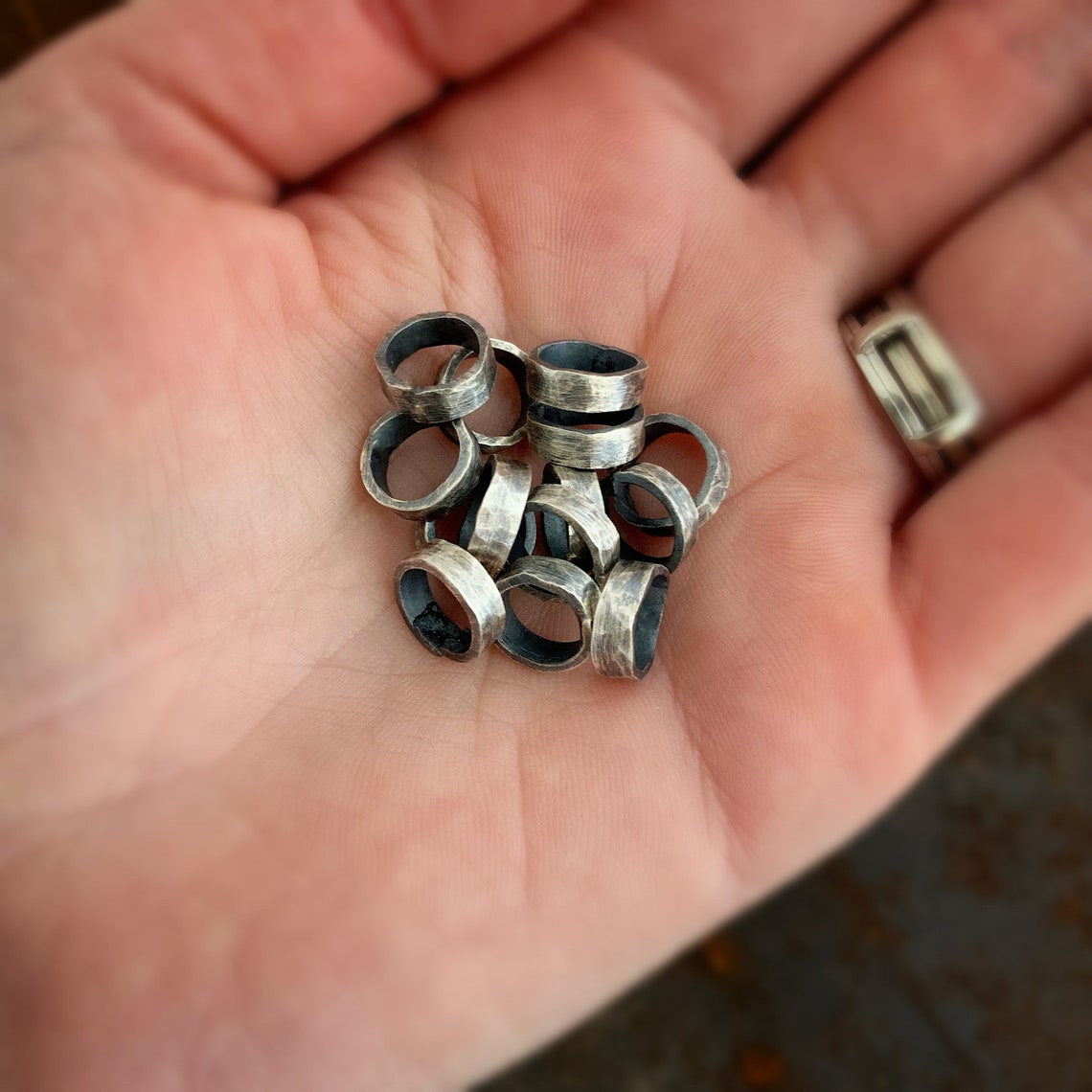 Sterling Silver Jump Ring Sterling Silver Wide Hammered Rustic Etsy