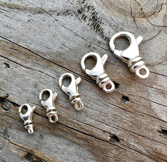 4, 20 or 50 Pieces: Bright Silver Swivel Lobster Clasps Lanyard Clips,  15x37 mm