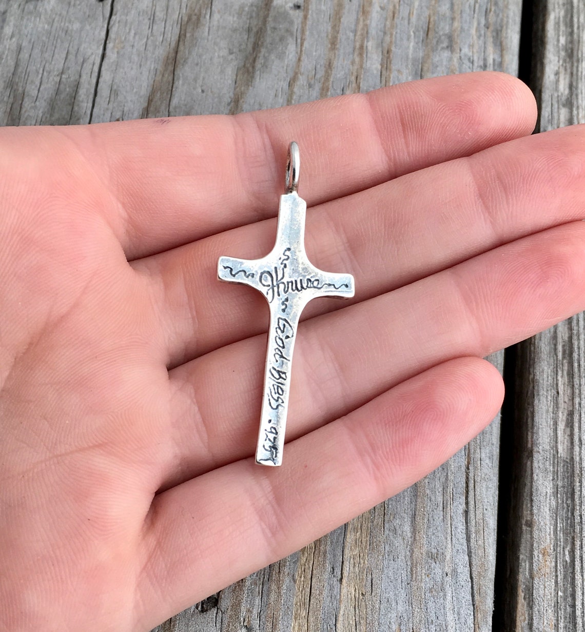 Sterling Silver Polished Bar Cross Pendant main image 1