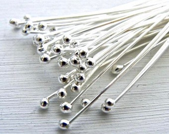 2.0" 100 pcs Jewelry Components 26GA Head Pins Sterling Silver 2.0" 100 pcs Jewelry Components 26GA Head Pins Sterling Silver