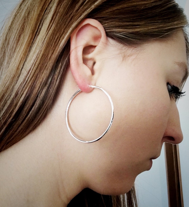 Sterling Silver 2 inch Large Round Hoop Earring 50mm Hoop Etsy
