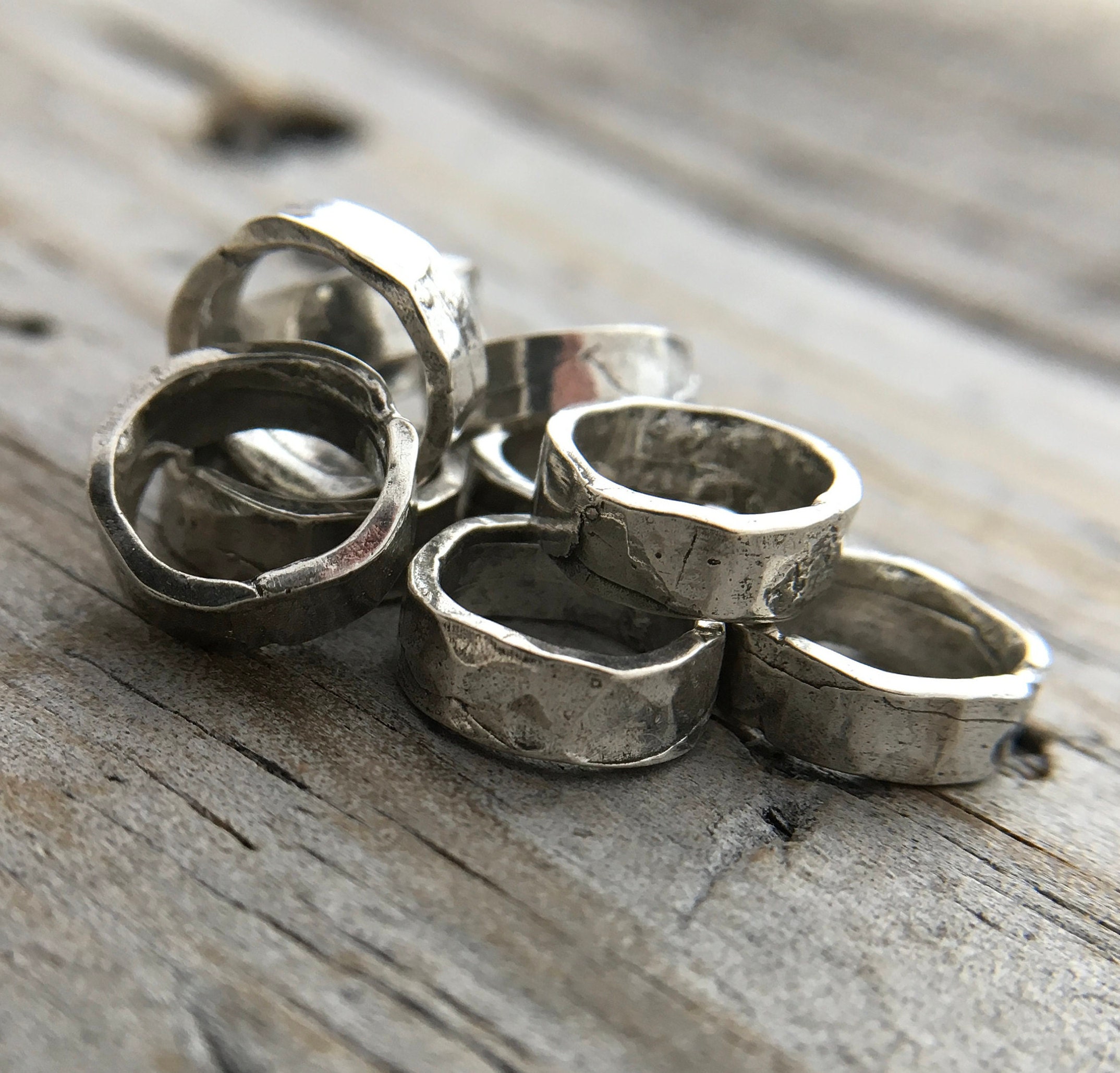 Sterling Silver Jump Ring Sterling Silver Wide Hammered Rustic Etsy