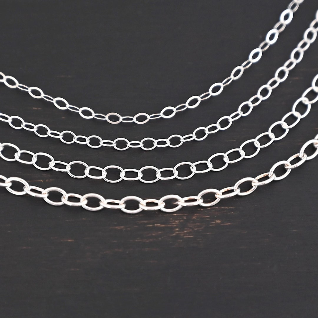 Sterling Silver Oval Extension Chain - by the Foot - Etsy