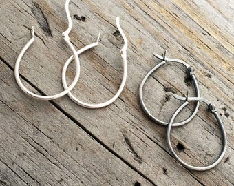 Sterling Silver Oval Hoop Earring