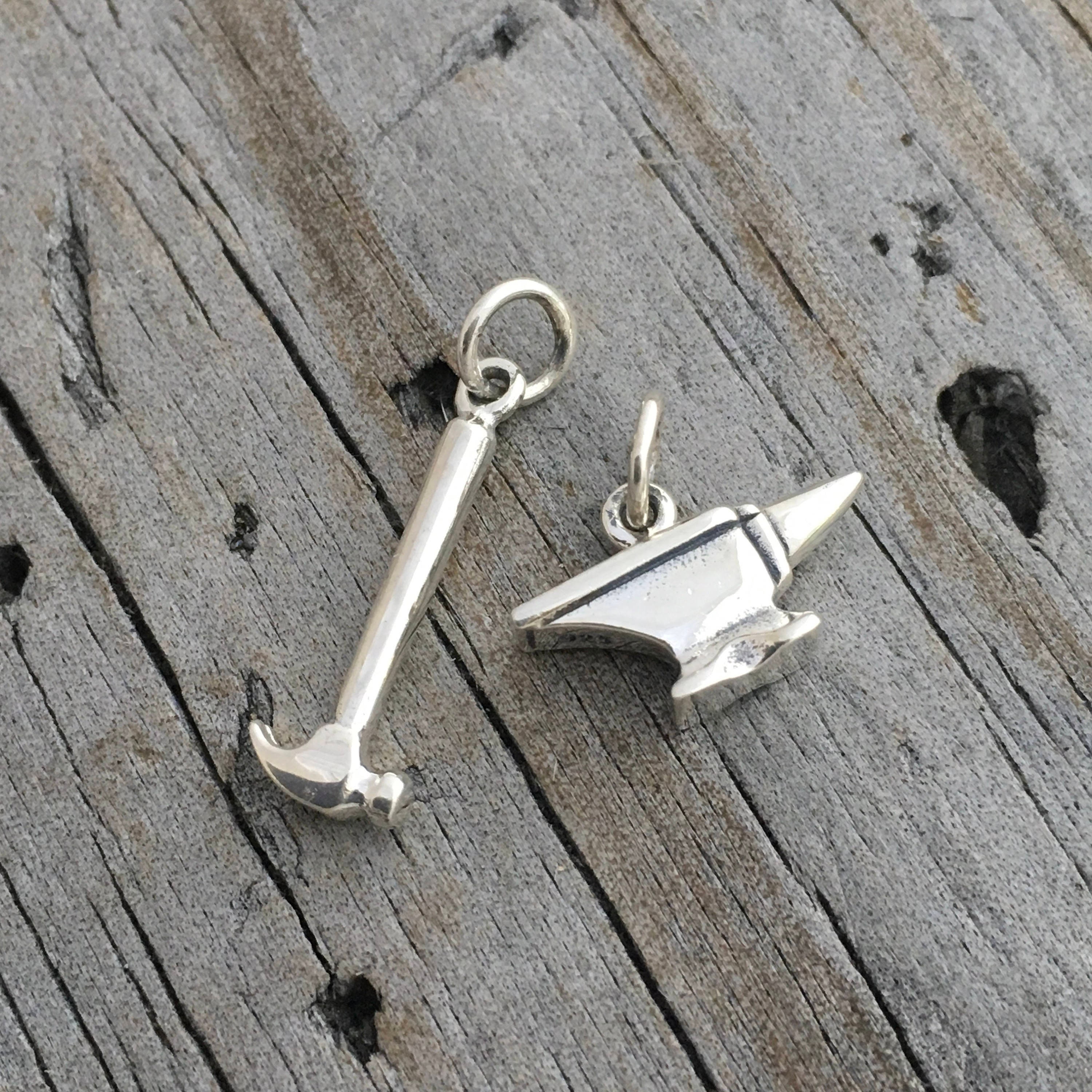 Sterling Silver Anvil Charm Sterling Silver Hammer Charm Etsy