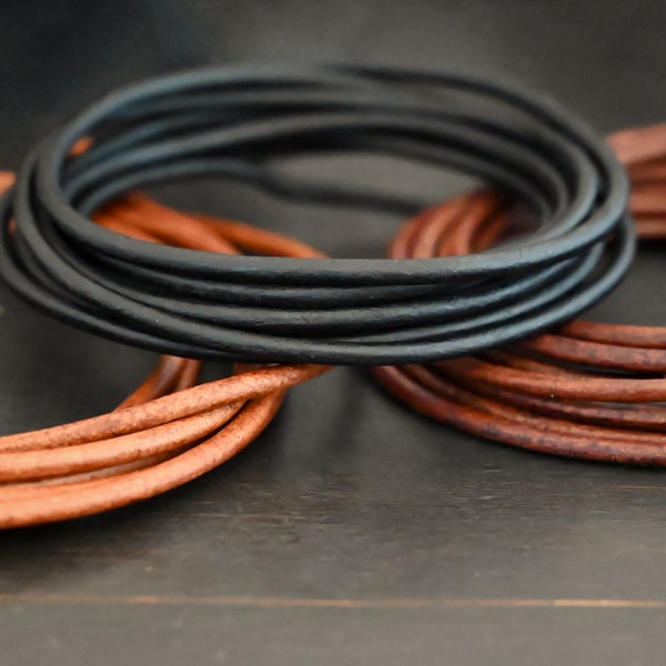 2mm Black or Brown Leather Cord Sold by the Foot