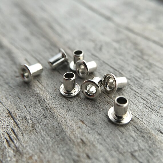 Silver Plated Brass Eyelets Rivets 3/32 x 3mm Jewelry Supply Etsy