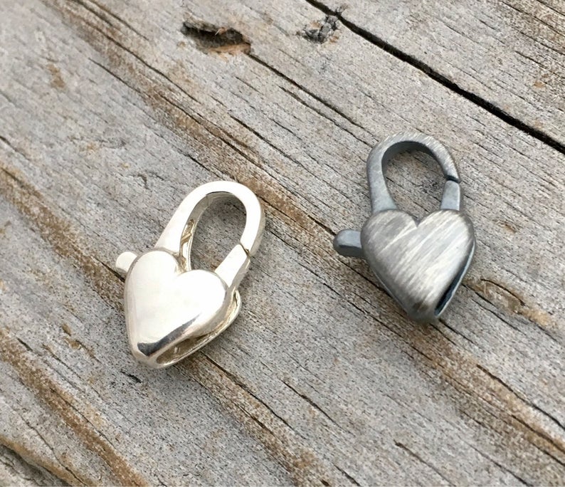 Sterling Silver Heart Lobster Clasp Etsy