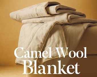 Luxury Camel Wool Throw Blanket | Elegant Home Accent, Queen Size