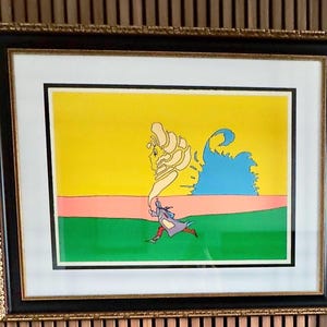 Peter Max Signed Serigraph 1971 &quot;Running With The Image of His Mother&quot; Psychedelic Pop Art Limited Edition 62/100 with COA Framed