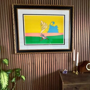 Peter Max Signed Serigraph 1971 &quot;Running With The Image of His Mother&quot; Psychedelic Pop Art Limited Edition 62/100 with COA Framed