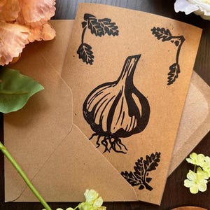 Tarjeta de felicitación, ajo, vegetal, vegetariano, tarjeta, tarjeta de celebración, hecho a mano, tarjeta hecha a mano, comida, amante de la comida, jardín, jardinería, cocina