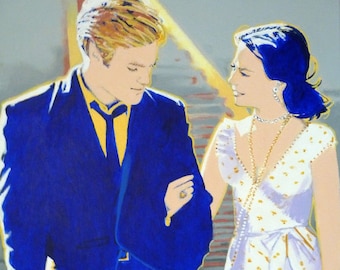 robert redford & natalie wood painting