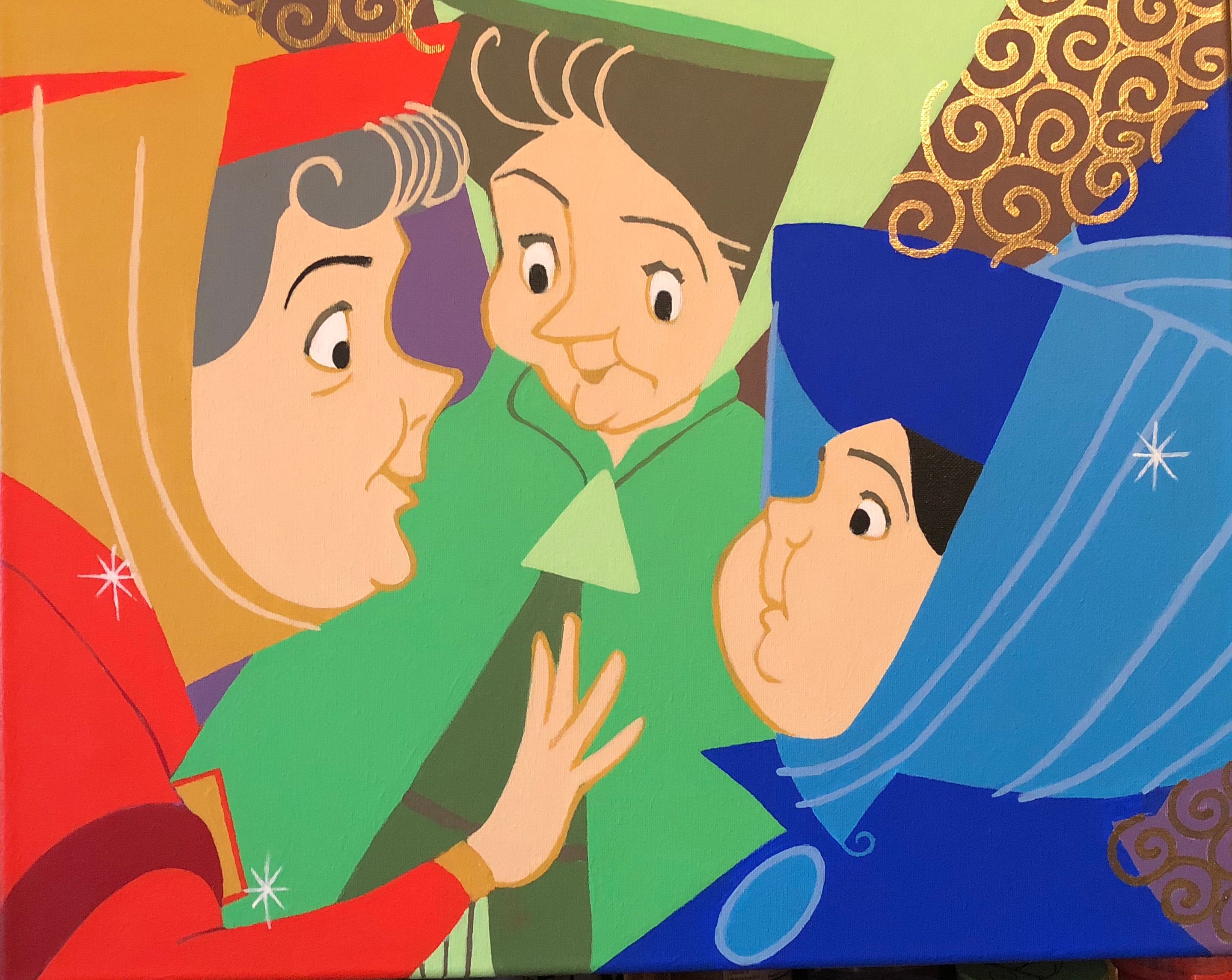 眠れる森の美女の3人の善良な妖精。16インチ×20インチの絵画 - Etsy 日本