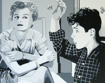 june and wally cleaver painting. (barbara billingsley and tony dow)