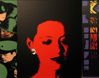 3 silkscreens on hand painted canvases