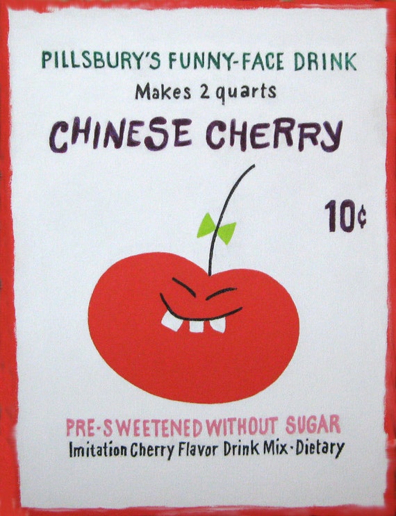 全国総量無料で Chinese Etsy - Painting Drink Face Funny Pillsbury Cherry キャラクター