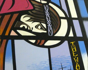 jesus stained glass window painting