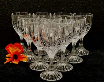 Mikasa Park Lane Crystal Wine Goblets: Vintage Glasses (6.25”H-2.75”W)
