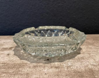 Mid-Century Heavy Cut Crystal Ashtray - TGW Kaleidoscope Design/7" Round