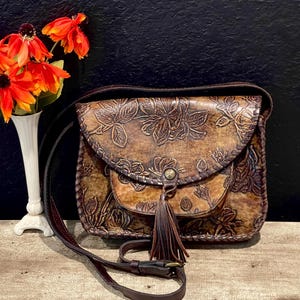 Genuine Brown Leather Tassel Crossbody Bag by Patricia Nash Genuine PATRICIA NASH nubuck leather front flap tassel  main image 4