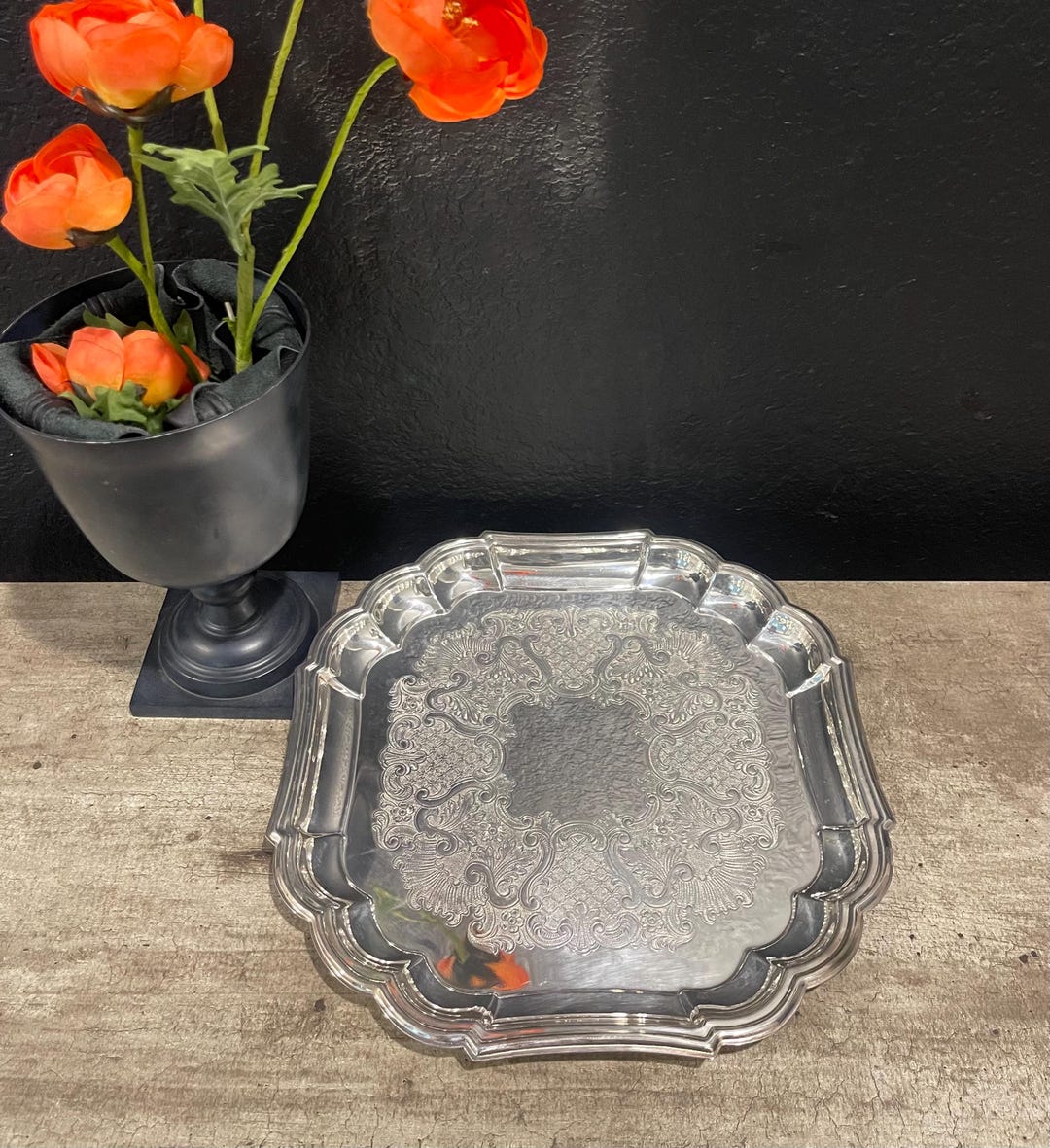 Gorham Heritage Silver-plated Vintage Serving Tray: Scalloped