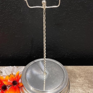 Pottery Barn Silver Plated Vintage Jewelry Display Stand: Cloche, Necklace, Bracelets, Hats Hanger Rack (14”H-8.5”Round Base)