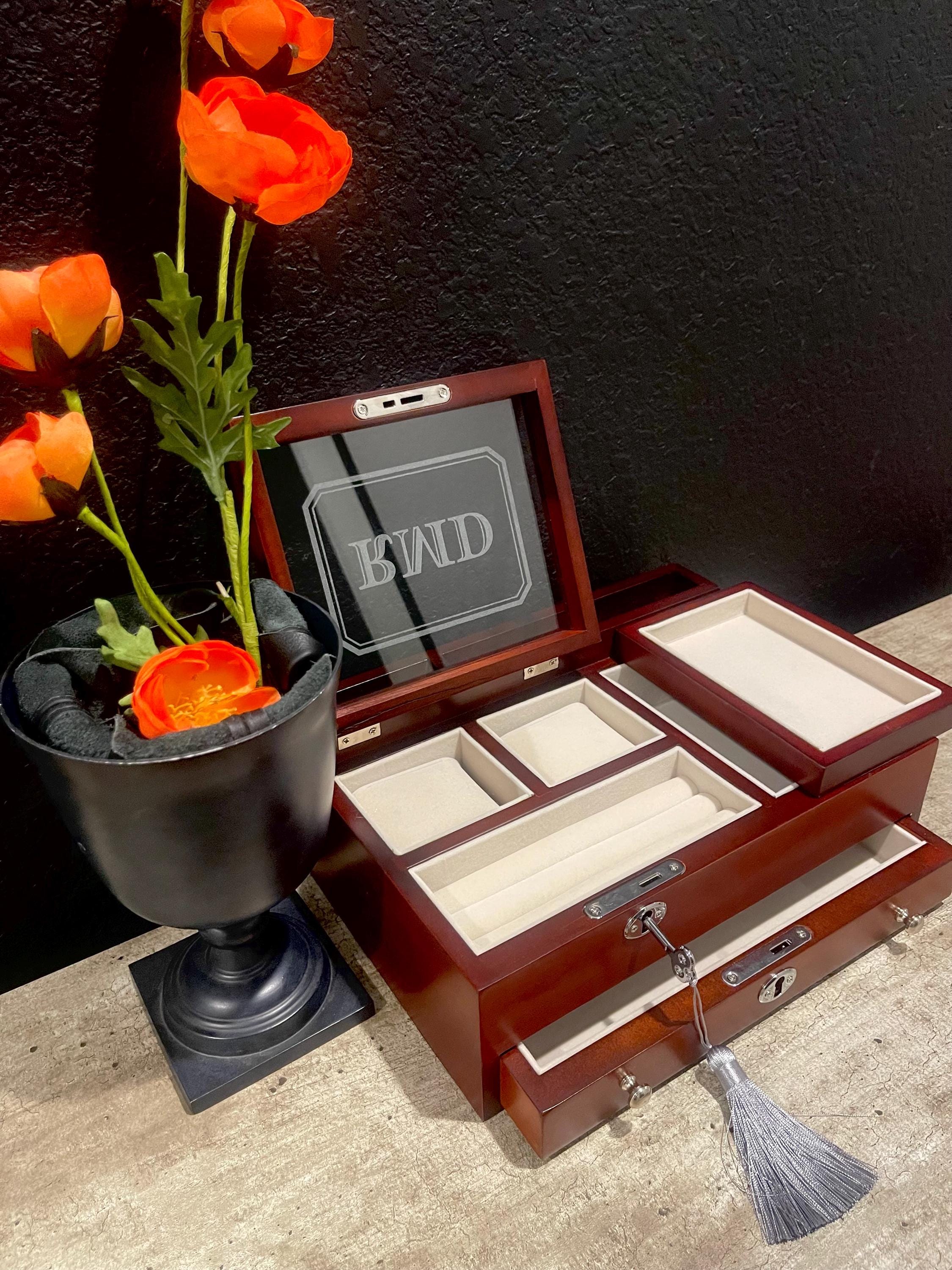 はる2箱 Davis and Towne メンズ木製ドレッサーバレットジュエリーボックス