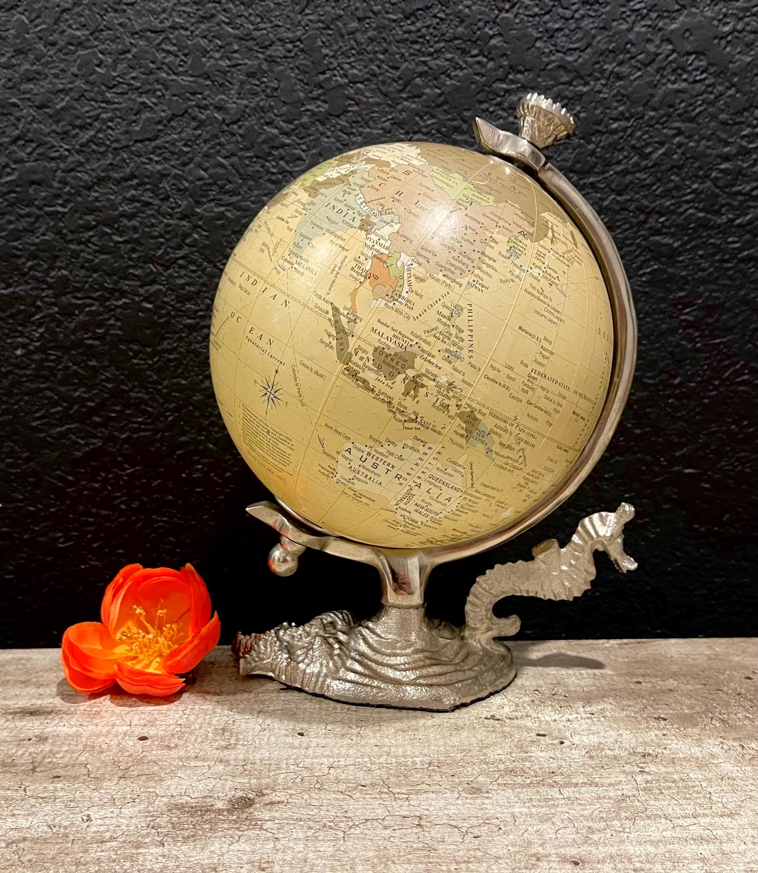 Vintage Seahorse and Starfish World Globe: Nautical Themed