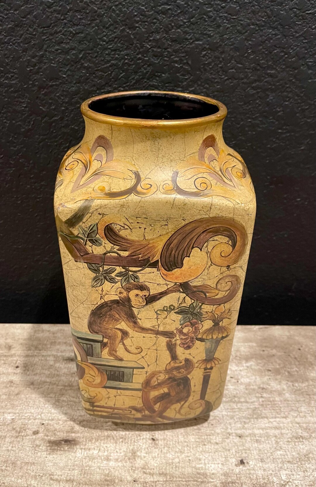 Vintage Monkey Hand Painted Table Vase: British Impair Vase Decor (12.5 ...