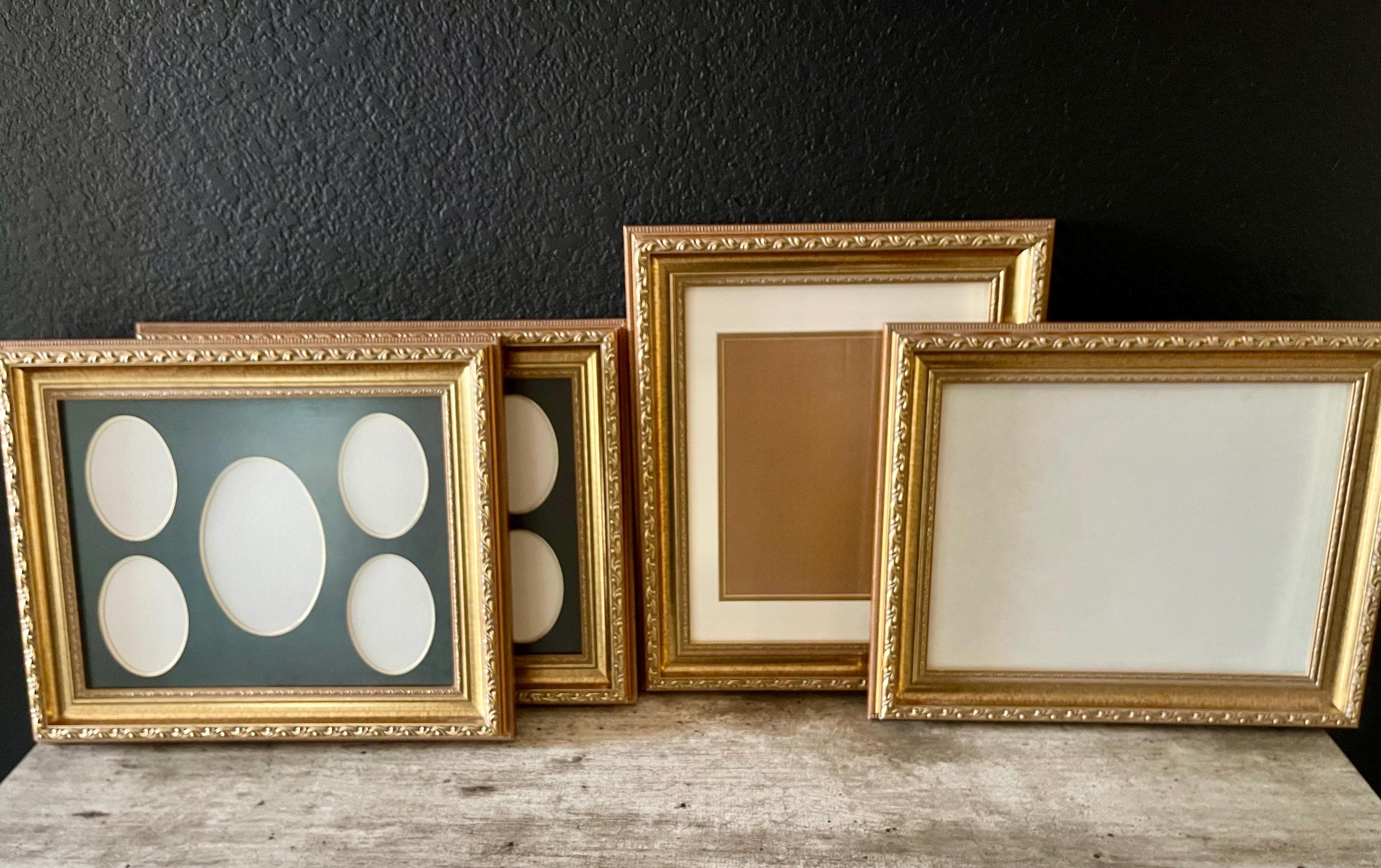 Xmasセールアンティークフォトフレームゴールドヴィンテージ Vintage Ornate Gilded Wood Family Gallery Picture Frames, Black