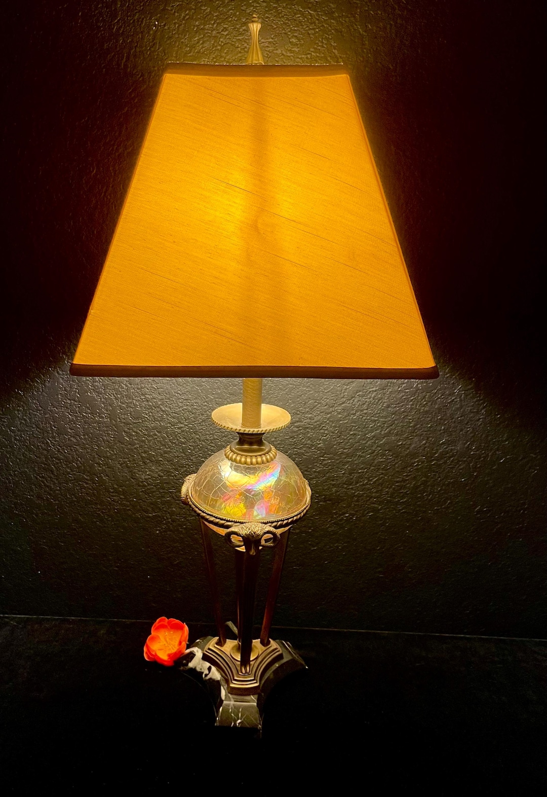 米90s ヴィンテージランプ made in USA レトロ※ベースのみ 1990s Bombay Co Concorde Table Lamp: Brass Ram Heads, Neoclassical