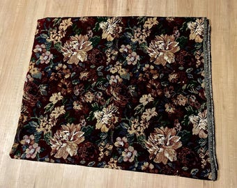 Burgundy Floral Tapestry Fabric Remnants: Tapestry Upholstery Home Decor Fabric (60”-72” or 2 yards)
