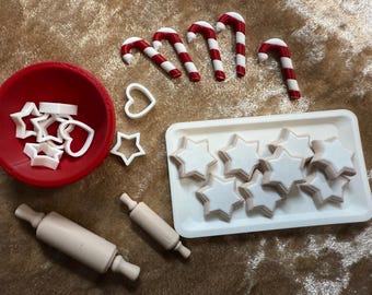 Miniatur Wichtel Backset 3D - Weihnachtsbäckerei Zubehör | Wichteltür Deko | Mini Backutensilien
