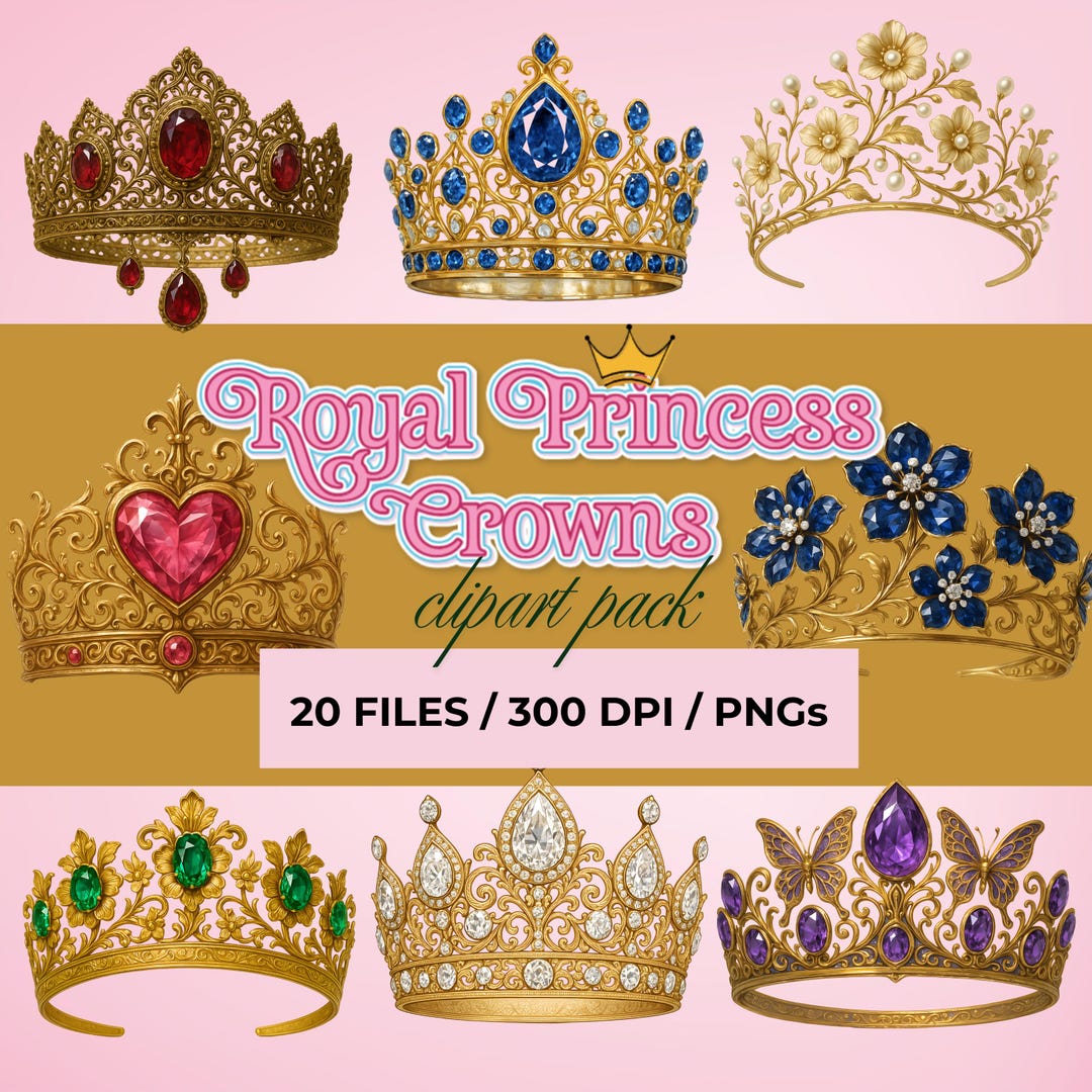 Royal Princess Crowns Clipart | Watercolor Princess Tiaras PNG ...