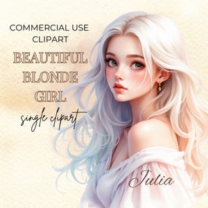 Julia Loira Clipart, Ilustração de Moda em Aquarela, PNG Estético Feminino, Download Digital para Agendas, Adesivos, Impressões