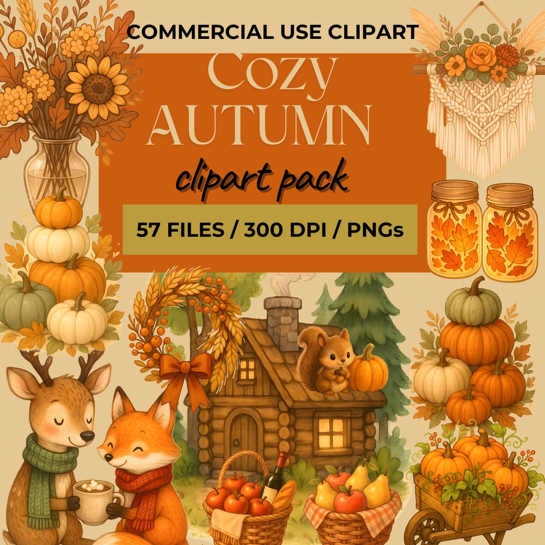 Watercolor Autumn Clipart | Cozy Fall Graphics (digital Download) - Etsy