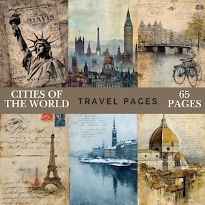 Vintage Städte der Welt Junk Journal Seiten: Reisen Ephemera (Digitaler Download)