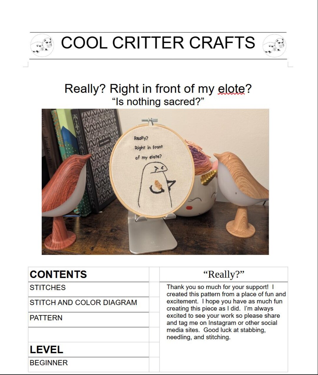 Really? Right in Front of My Elote? Digital PDF Pattern - Etsy
